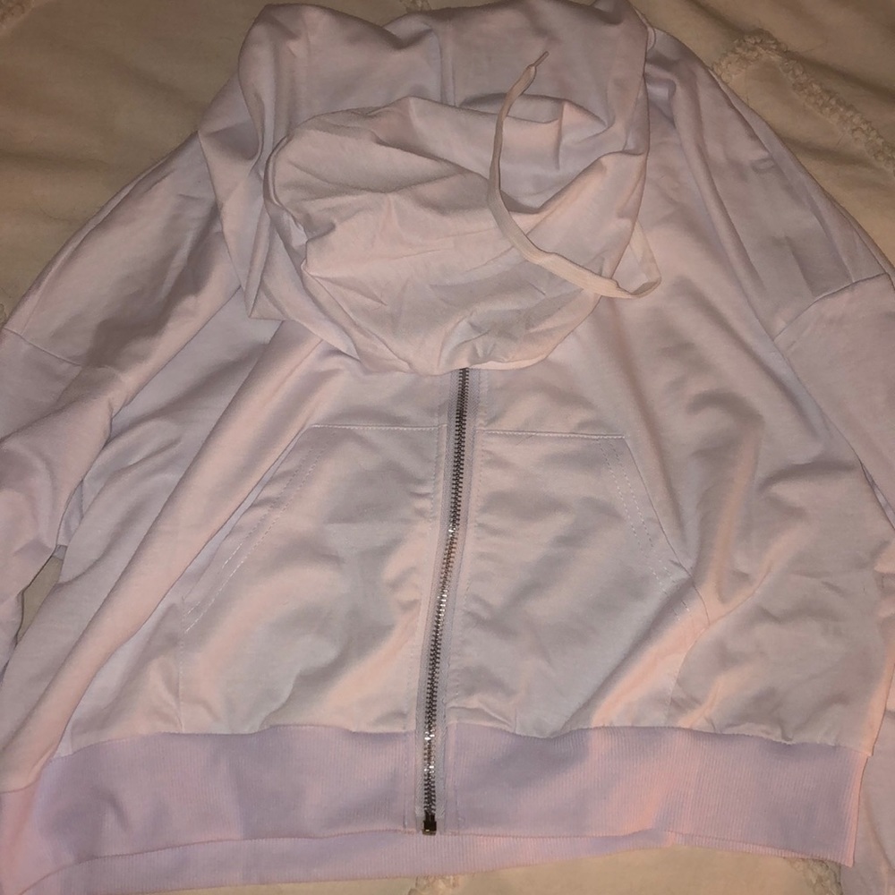 BRAND NEW white zipped up hoodie